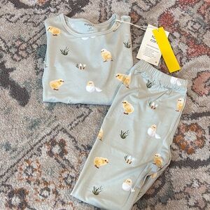 Kids Pajamas with Chick Print - Light Blue